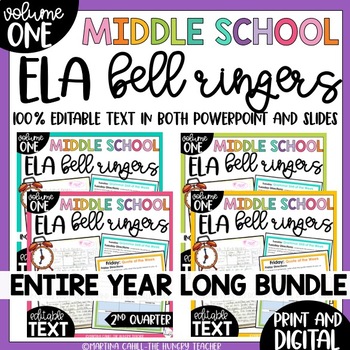 Preview of Middle School ELA Bell Ringers Volume One Grammar Root Words | Digital Bundle