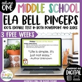 Middle School ELA Bell Ringers and Warm Ups Volume 1 | Thr