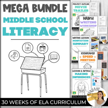 Preview of MIDDLE SCHOOL ELA BUNDLE English Lesson Plans 29 weeks of Middle School Literacy