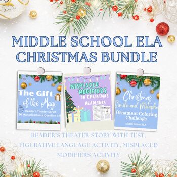 Preview of Middle School ELA Christmas Activities Bundle