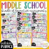 Middle School ELA Editable Rubrics and Reading and Languag