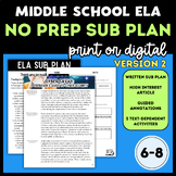 Middle School ELA: Emergency Sub Plan #2 | High-Interest I