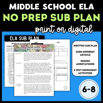 Preview of Middle School ELA: Emergency Sub Plan #1 | High-Interest Informational Text
