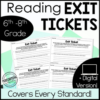 Preview of Middle School ELA Exit Tickets | Reading Review 6th, 7th, 8th