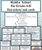 Middle School ELA Exit Tickets Task Cards Powerpoint and PDF