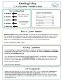 Middle School ELA Grading Policy - Handout for Students, P