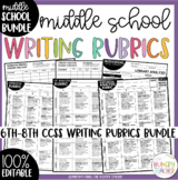 Middle School ELA Growing Bundle of Editable Writing Rubrics