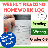 Middle School ELA Homework: Weekly Reading Log & Independe