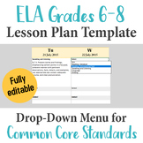 Middle School ELA Lesson Plan Template - Drop Down Common 