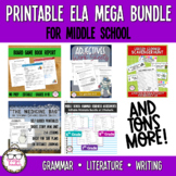 Middle School ELA Printable Mega Bundle | Grammar, Writing