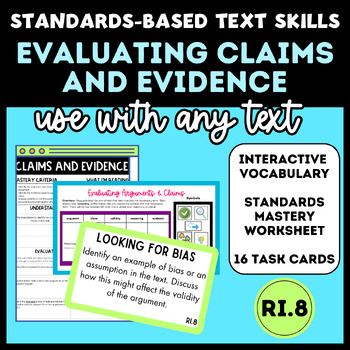 Preview of Middle School ELA: Standards-Based Arguments, Claims, & Evidence BUNDLE, RI.8