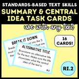 Middle School ELA: Standards-Based Task Cards | Central Id