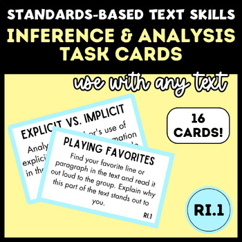 Preview of Middle School ELA: Standards-Based Task Cards | Inference & Evidence, RI.1