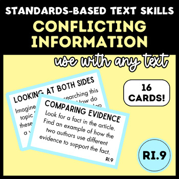 Preview of Middle School ELA Standards-Based Task Cards | Conflicting Information RI.9