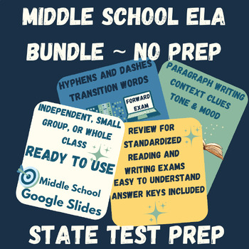 Preview of Middle School ELA State Standardized Test Review Forward Exam '24 BUNDLE NO PREP