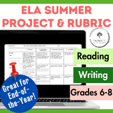 Middle School ELA Summer Reading & Writing Project & Rubric