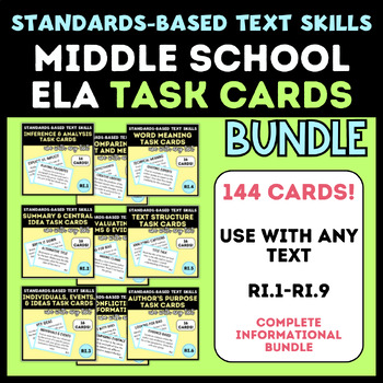 Preview of Middle School ELA Task Cards Complete Informational BUNDLE Standards-Based
