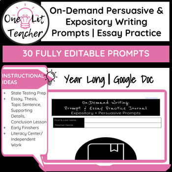 Preview of Middle School ELA Test Prep Persuasive & Expository On-Demand Writing Prompts