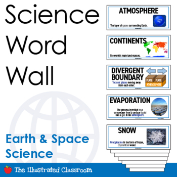 Preview of Earth & Space Science Word Wall - Science Vocabulary - Geology, Water Cycle, etc