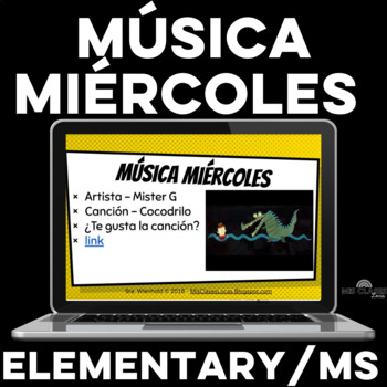 Preview of Middle School & Elementary Spanish Morning Work Bell Ringer - Música miércoles