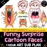 No Prep Art Sub Plan Cartoon Drawing Lesson-Folded Surpris