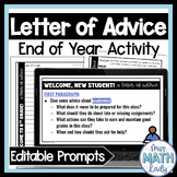 FREE Middle School End of Year Activity - Advice Letter to