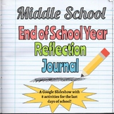 Middle School End of Year Reflection Journal: Last Day of 