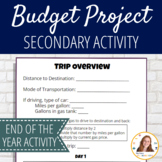 Middle School End of the Year Budgeting Project