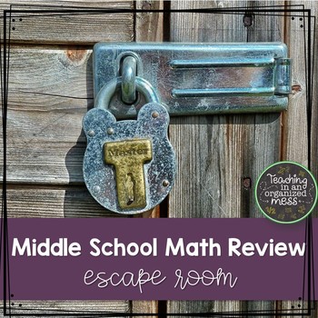 Preview of Middle School End of the Year Math Escape Room--6th Grade STAAR Review