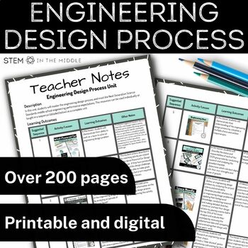 Preview of Middle School Engineering Design Process Unit and Activities for STEM or Science