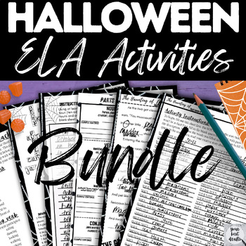 Preview of Middle School English ELA Fun Halloween Activities Packet | BUNDLE| 5 Activities
