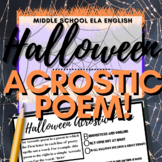 Middle School English ELA Fun Halloween Activity | Acrostic Poem 
