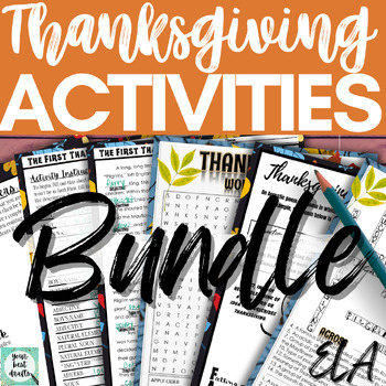 Preview of Middle School English ELA Fun Thanksgiving Writing Activities Packet of Five!