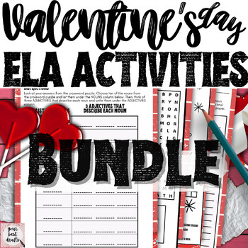 Preview of Middle School ELA English Valentine's Day Fun Activity Packet Bundle - Mad Libs