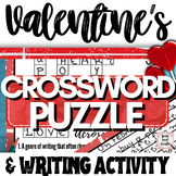 Valentine's Day Activity Middle School ELA English: Crossw