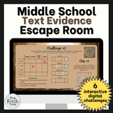 Middle School Escape Room ELA Text Evidence Digital