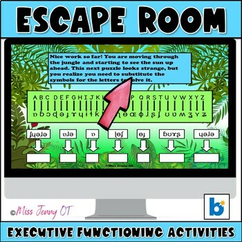 Preview of Middle School Escape Room Executive Functioning Activity BOOM Cards