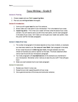 Middle School Essay Outline by Micaela Chaulk | Teachers Pay Teachers