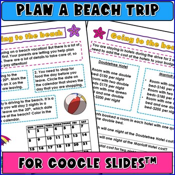 Preview of Middle School Executive Functioning Activities Plan a Trip for Google Slides