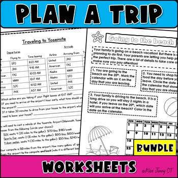 Preview of Middle School Executive Functioning Activity Plan a Trip BUNDLE OT, Speech