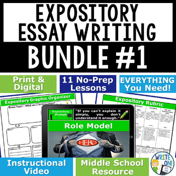 Preview of Expository Writing Prompts, Informative Essay Writing Lessons - Bundle 1