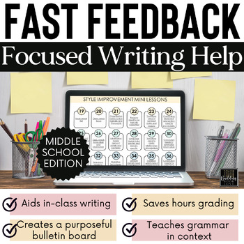 Preview of Middle School Fast Feedback: Essay Writing, Grammar Comment Bank, Bulletin Board