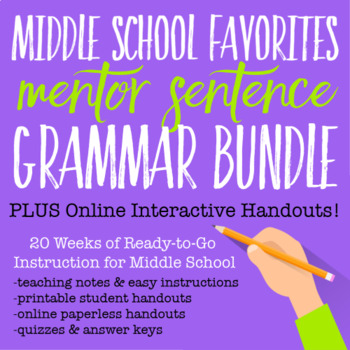 Preview of Middle School Favorites Mentor Sentence Grammar Bundle PLUS Online Handouts