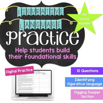 Preview of Figurative Language Practice - Digital and PDF Worksheet for Middle School