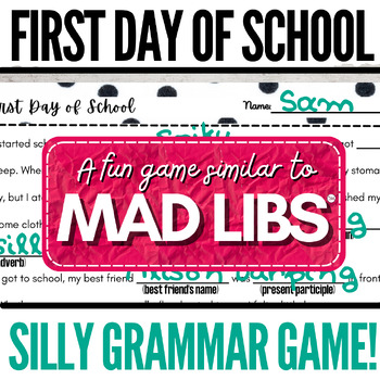 Preview of Middle School First Day Activity | Parts of Speech Grammar Game like Mad Libs™