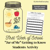 Middle School First Week of School Activity: "Jar of Me" S