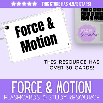 Preview of Middle School Force & Motion Test Prep: Flashcards