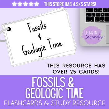 Preview of Middle School Fossils & Geologic Time Test Prep: Flashcards