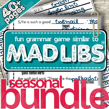 Preview of Mad Libs™ Style Grammar Activity BUNDLE! Fun Holiday Mad Libs™ Style Activities