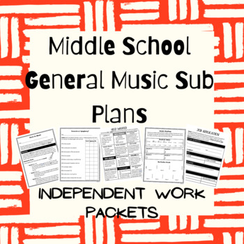 Preview of Middle School General Music Sub Plan: Independent Work Packets Grades 6-8